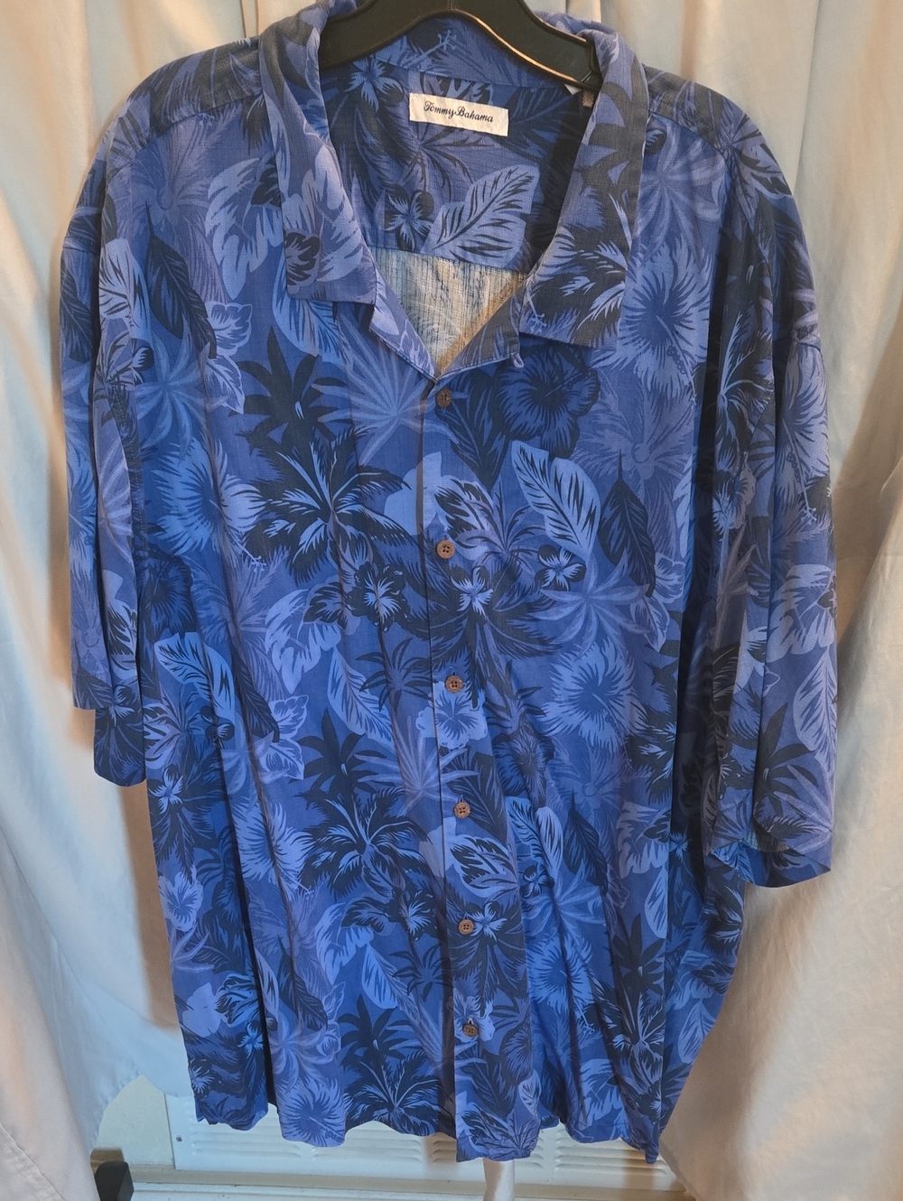 Tommy Bahama Blue and Navy Tropical Floral Button-Down Shirt